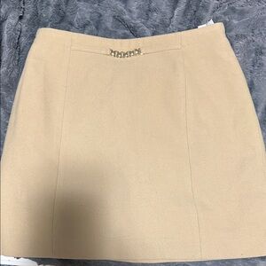 H&M Beige Mini Skirt with Gold Accent